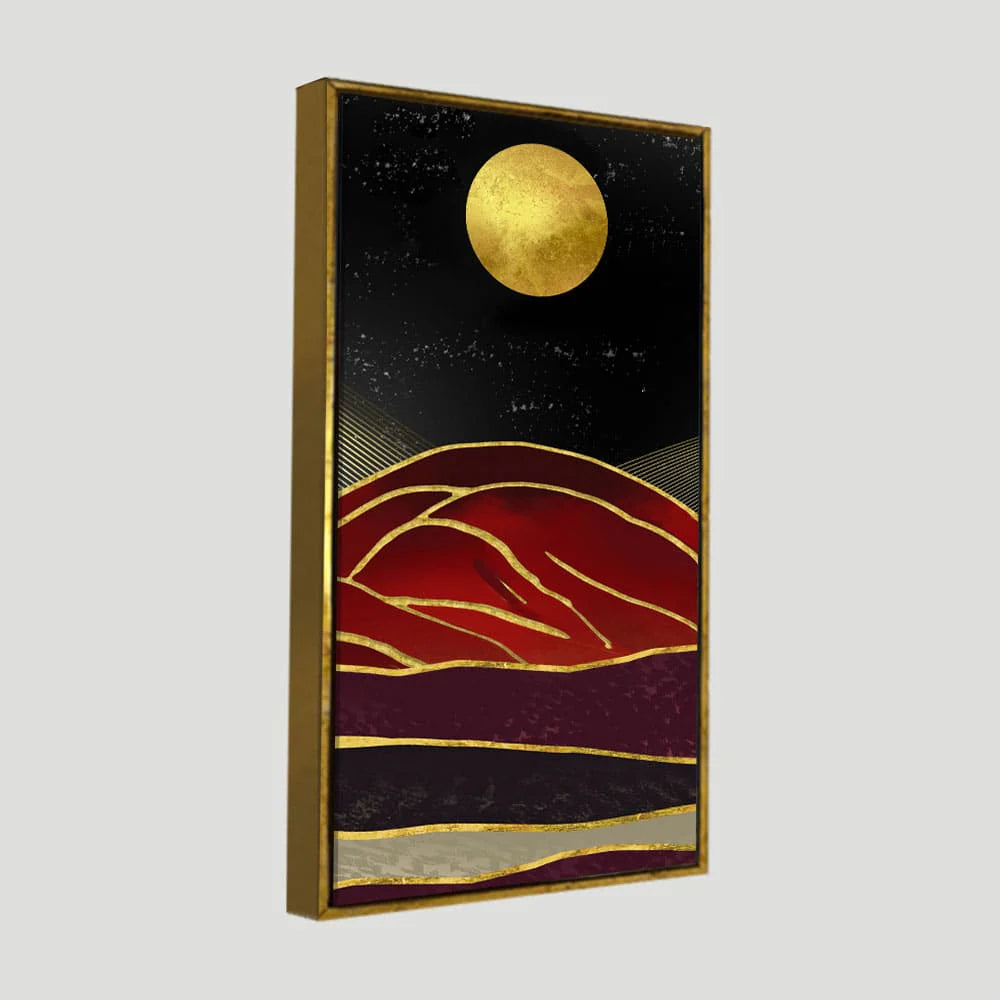 Golden Mountain lines Art Premium Canvas Wall Painting DECORMANTRA