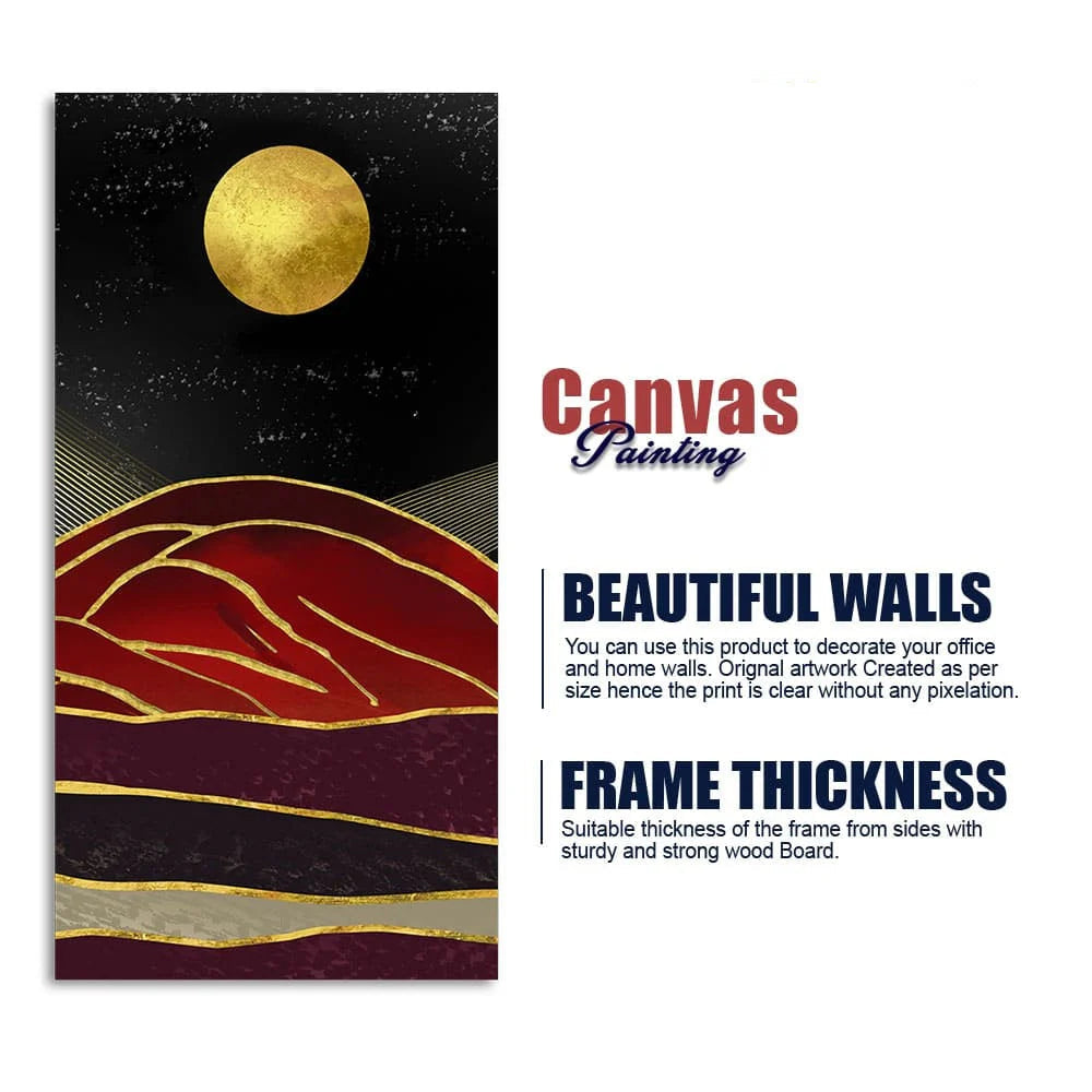 Golden Mountain lines Art Premium Canvas Wall Painting DECORMANTRA