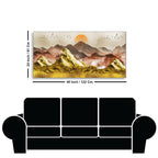 Golden Mountains and Birds Scenery Premium Canvas Wall Painting DECORMANTRA