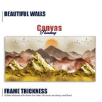 Golden Mountains and Birds Scenery Premium Canvas Wall Painting DECORMANTRA