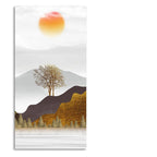 Golden Mountain with Beautiful Sunrise Premium Canvas Wall Painting DECORMANTRA