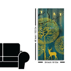 Golden Nightscape with Deer and Golden birds Canvas Wall Painting Decor Mantra