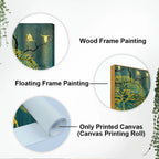 Golden Nightscape with Deer and Golden birds Canvas Wall Painting Decor Mantra