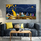 Golden Peacock in Dark Forest Premium Wall Painting Decor Mantra