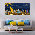 Golden Peacock in Dark Forest Premium Wall Painting Decor Mantra