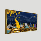 Golden Peacock in Dark Forest Premium Wall Painting Decor Mantra