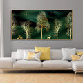 Golden Trees and Deer Modern Art Premium Wall Painting DECORMANTRA