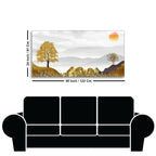 Golden Trees with Beautiful Sunrise Premium Canvas Wall Painting DECORMANTRA