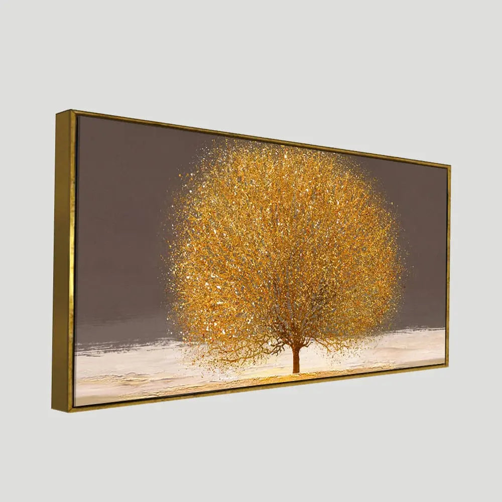 Golden Tree with Elements of gold textures Wall Painting DECORMANTRA