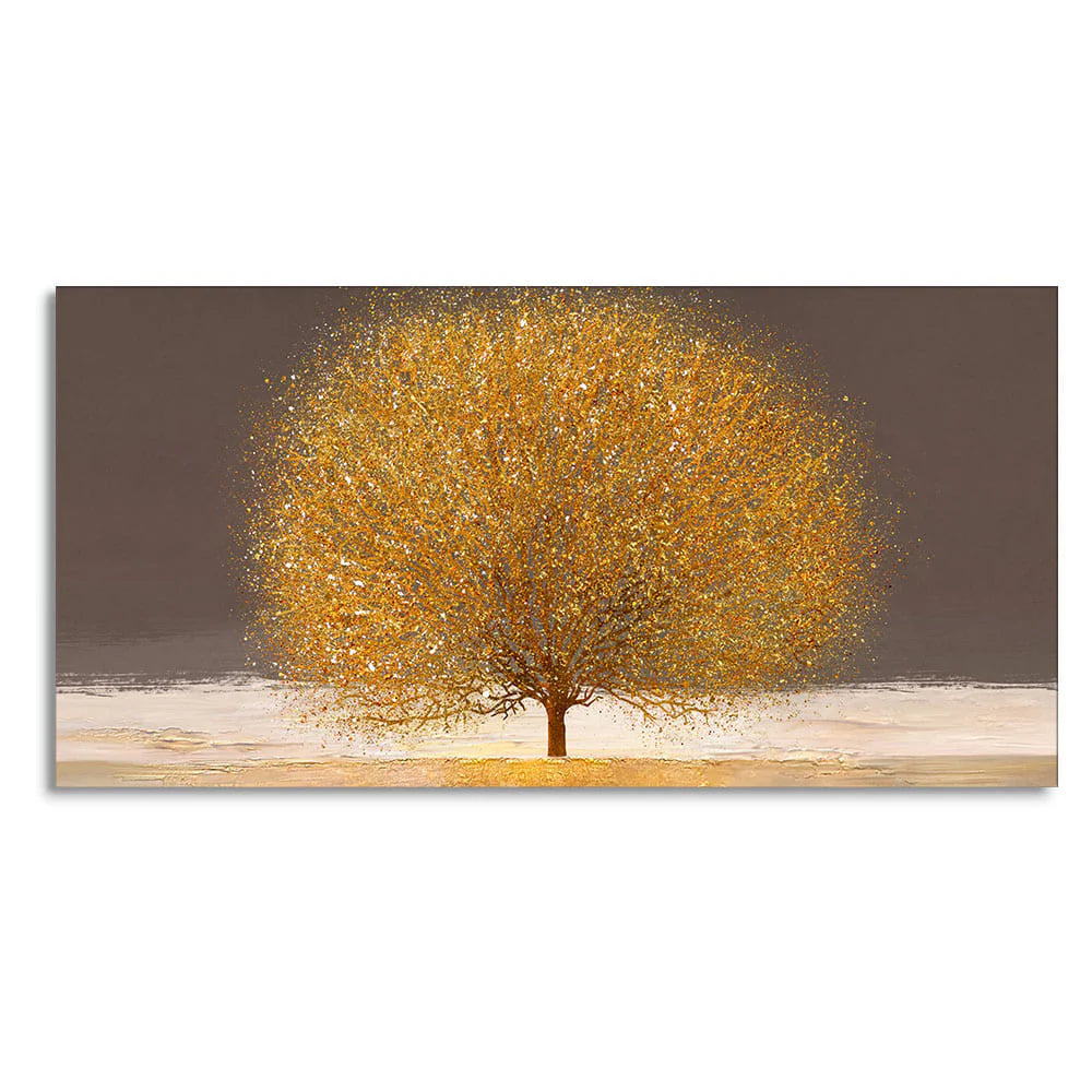Golden Tree with Elements of gold textures Wall Painting DECORMANTRA
