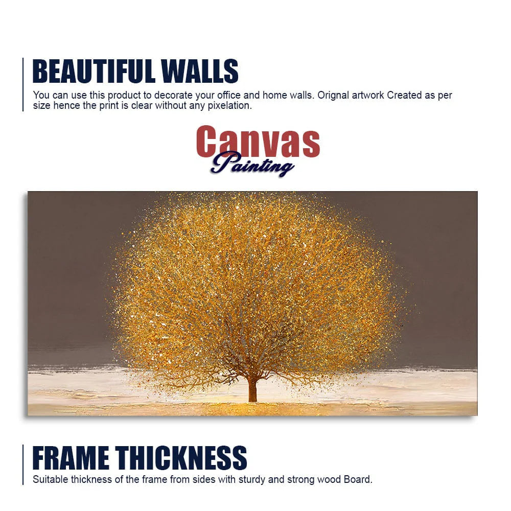 Golden Tree with Elements of gold textures Wall Painting DECORMANTRA