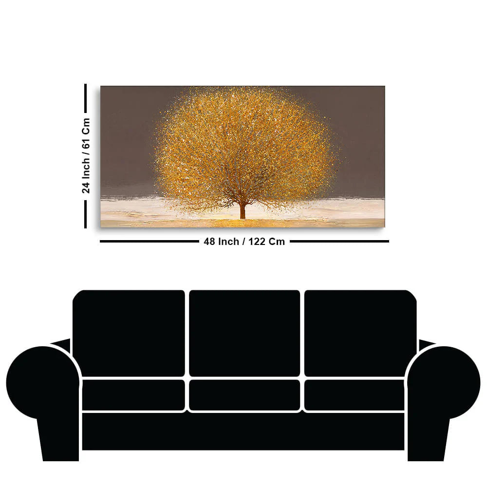 Golden Tree with Elements of gold textures Wall Painting DECORMANTRA