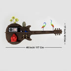 Guitar Backlit Designer Wooden Wall Shelf / Book Shelf / Night Light, Walnut Finish - Decor Mantra 