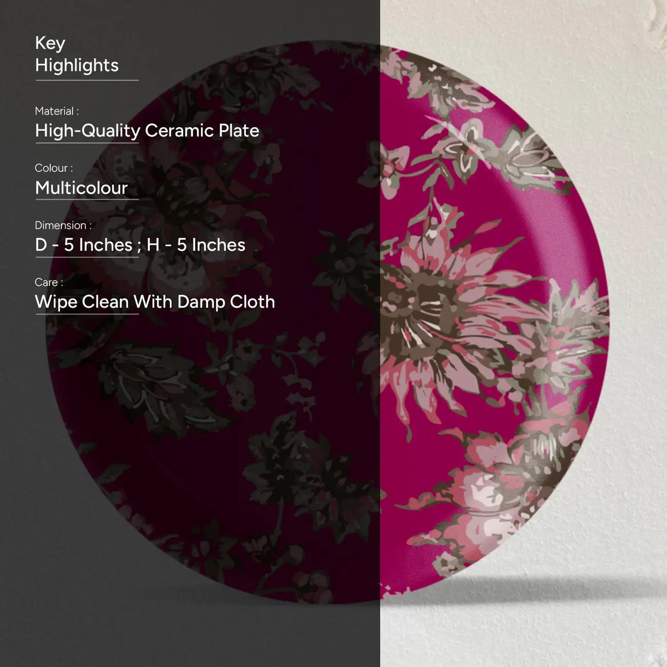 Ethnic Floral Wall Plates Sets of 4 - Harshita Craft