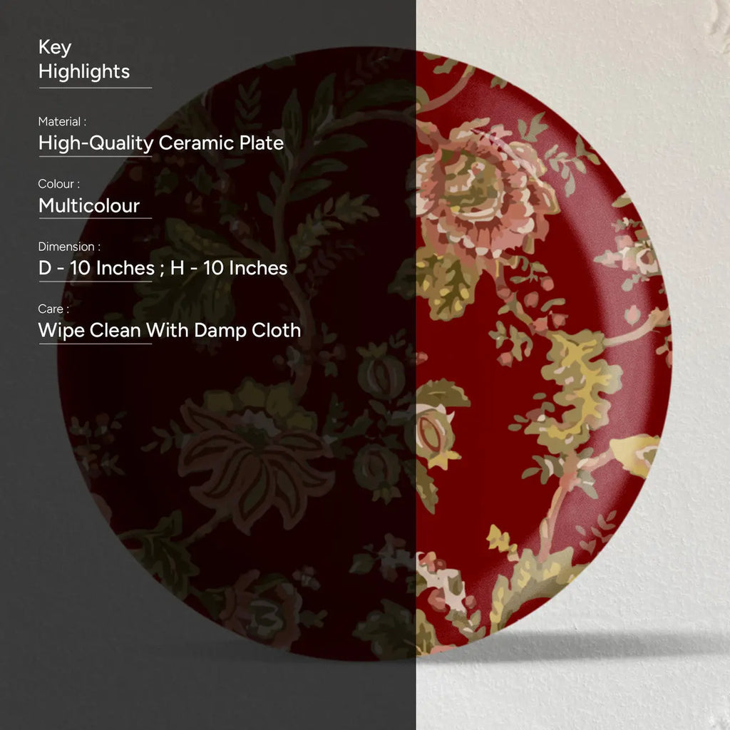 Ethnic Floral Wall Plates Sets of 4 - Harshita Craft