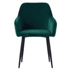 Emerald Diamond Cut Velvet Accent Armchair with Black Legs DECORMANTRA