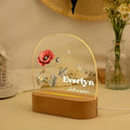 Personalized Night Light, Baby Birth Flower Night Light, Christmas Gift for Newborn, New Baby Bedside Nightlight, Nursery Decor, Birthday - Harshita Craft