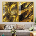 Golden Texture Acrylic Floating Wall Painting Set of 2 - Decor Mantra 