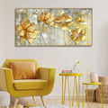 Golden Flowers Abstracts Art Canvas wall painting - Harshita Craft