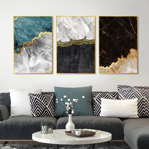 Paint Texture Decorative Floating Canvas Wall Painting Set of Three - Decor Mantra 