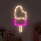 Ice Cream Stick Pink & White LED Neon Light DECORMANTRA