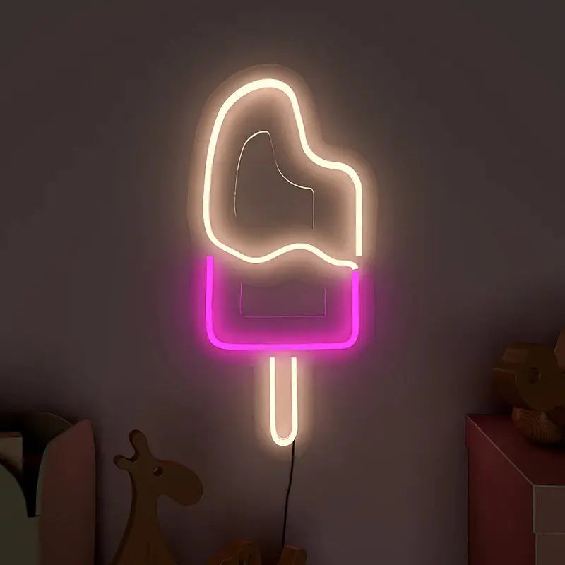 Ice Cream Stick Pink & White LED Neon Light DECORMANTRA