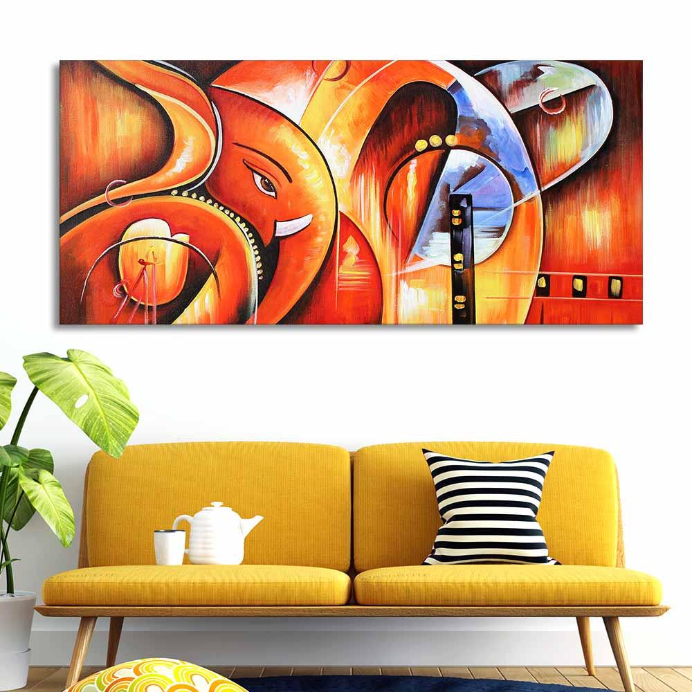 Lord Ganesha Abstract Art Beautiful Wall Painting - Decor Mantra 