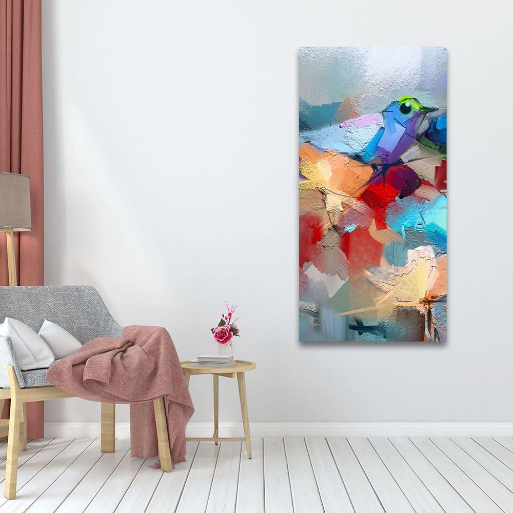 Abstract Colorful Bird and Flower Canvas Wall Painting - Decor Mantra 