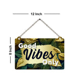 Good Vibes Only Wooden Wall Hanging for Home Decor | Office | Gift | Bedroom | Decoration Items for Living Room | Motivatonal Quote | Artworks Wall Hanging | Wooden Decorative Item - Harshita Craft