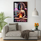 Buddha With Flowers Acrylic Wall Art DECORMANTRA