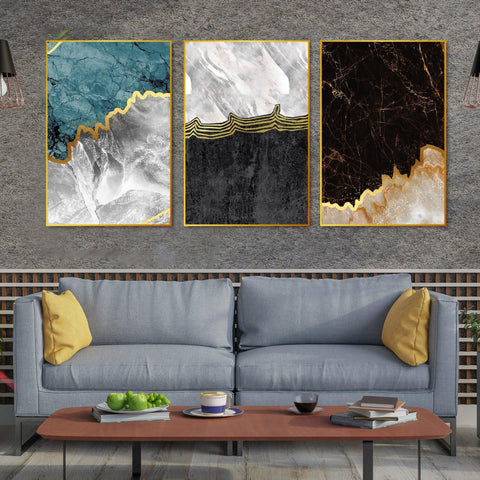 Paint Texture Decorative Floating Canvas Wall Painting Set of Three - Decor Mantra 