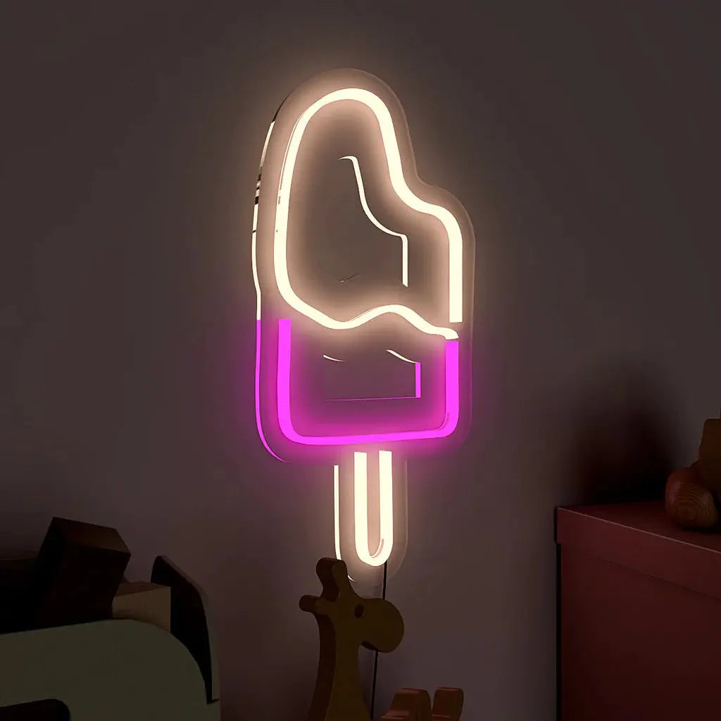 Ice Cream Stick Pink & White LED Neon Light DECORMANTRA