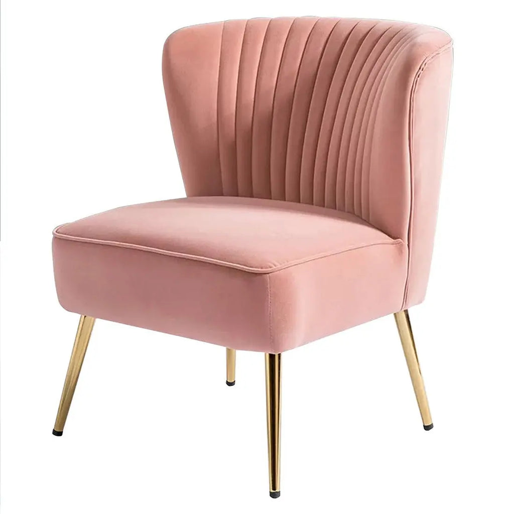 Classic Style Curved Back Pink Velvet Accent Chair DECORMANTRA