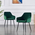 Emerald Diamond Cut Velvet Accent Armchair with Black Legs DECORMANTRA