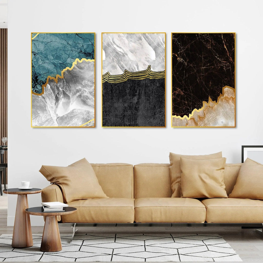 Paint Texture Decorative Floating Canvas Wall Painting Set of Three - Decor Mantra 