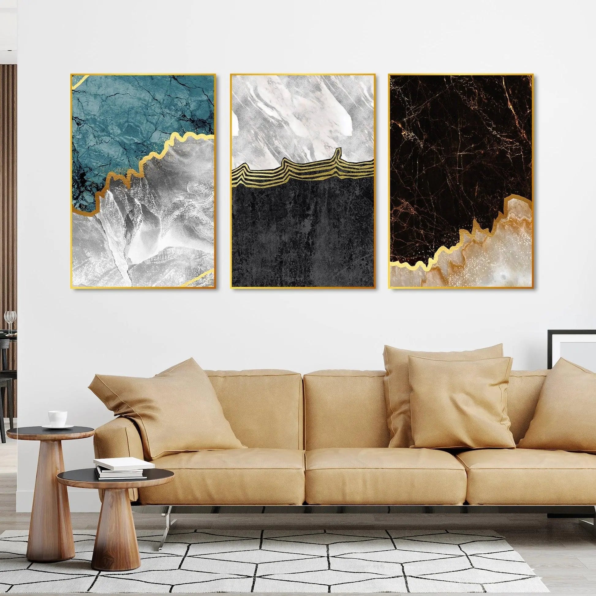 Paint Texture Decorative Floating Canvas Wall Painting Set of Three - Decor Mantra 