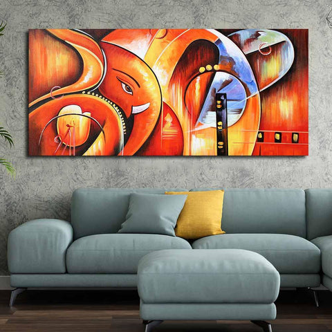 Lord Ganesha Abstract Art Beautiful Wall Painting - Decor Mantra 