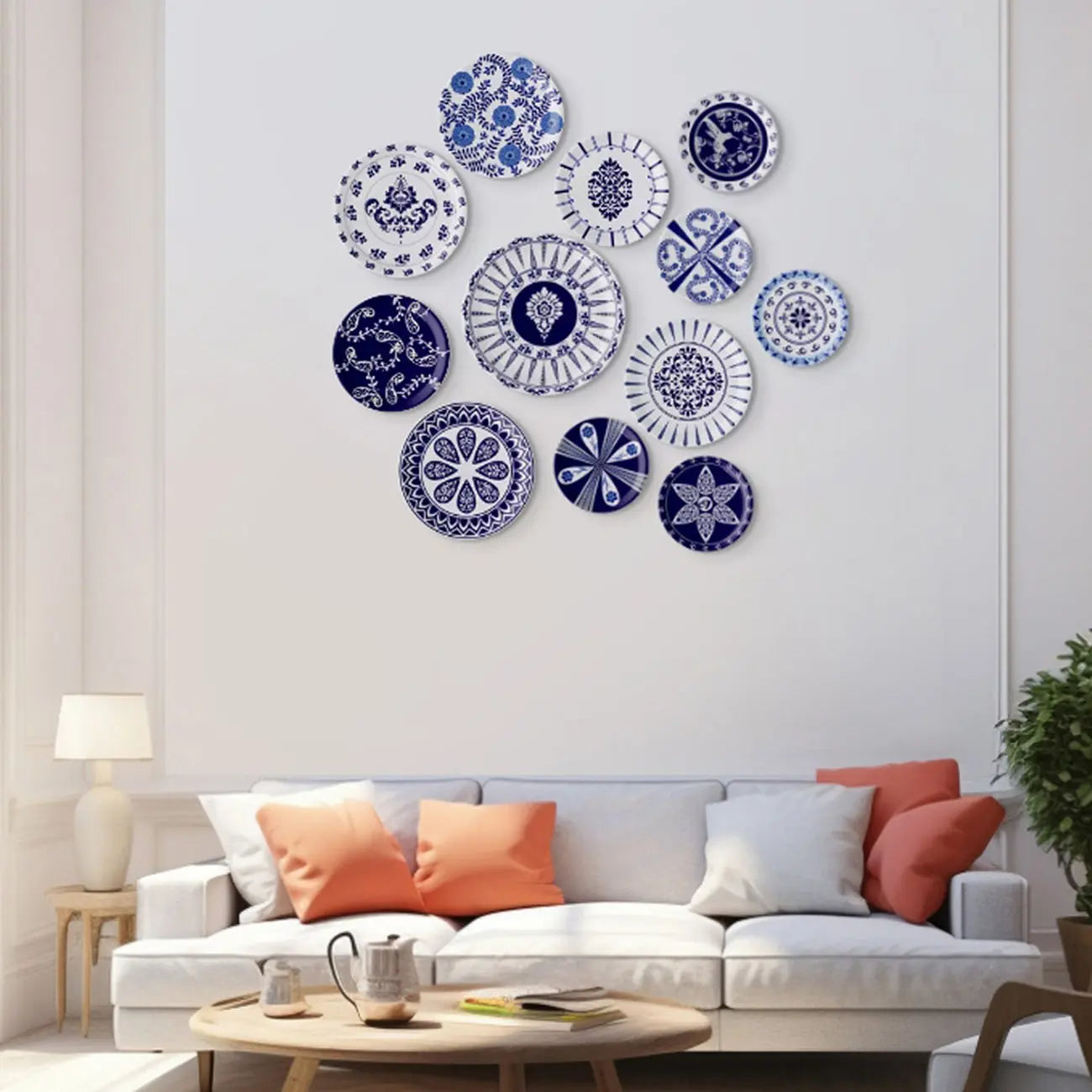 Elegant Blue Pottery Art for Every Space Wall Plate - Harshita Craft