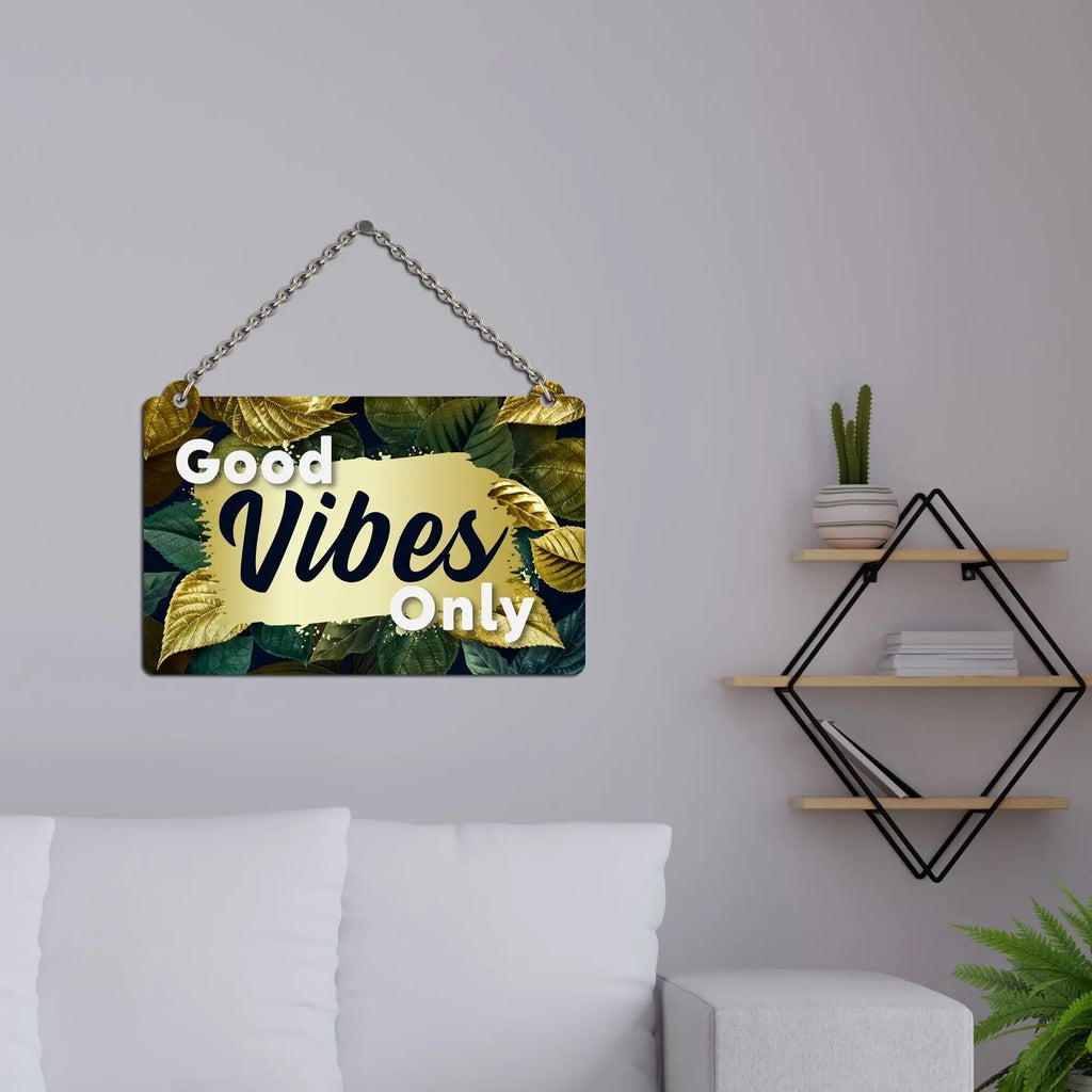 Good Vibes Only Wooden Wall Hanging for Home Decor | Office | Gift | Bedroom | Decoration Items for Living Room | Motivatonal Quote | Artworks Wall Hanging | Wooden Decorative Item - Harshita Craft