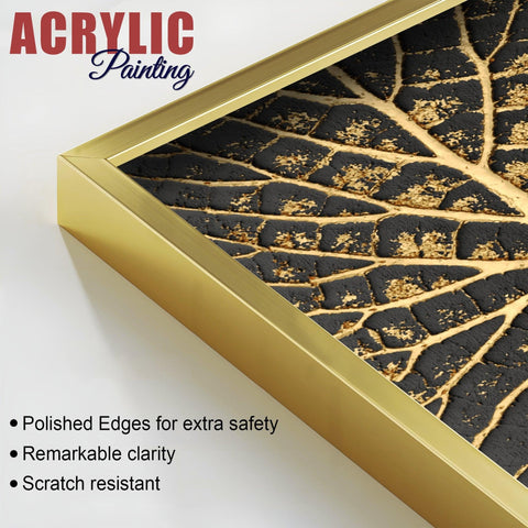 Geometric and Leaf Pattern Acrylic Floating Wall Painting Set of 2 - Decor Mantra 