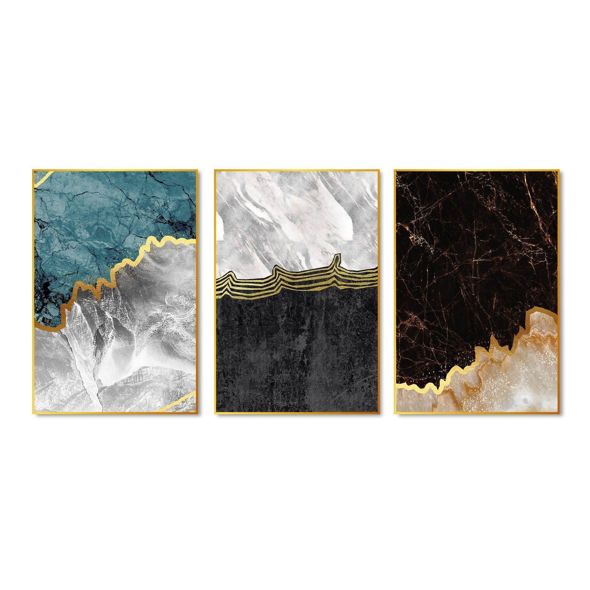 Paint Texture Decorative Floating Canvas Wall Painting Set of Three - Decor Mantra 