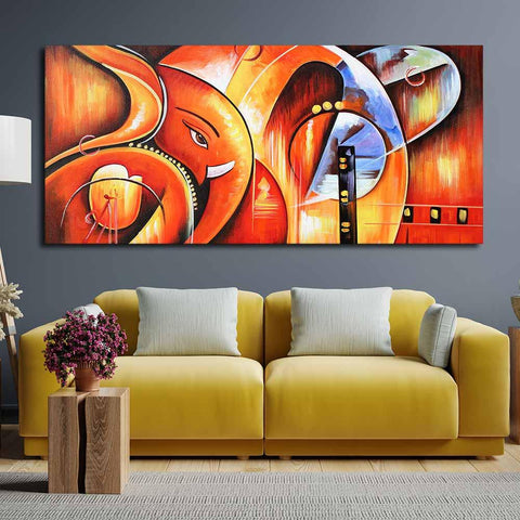 Lord Ganesha Abstract Art Beautiful Wall Painting - Decor Mantra 