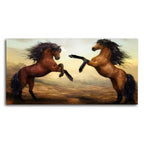 Two Brown Horses Premium Wall Painting - Decor Mantra 