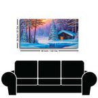 Old Hut in the Winter Forest Canvas Wall Painting Decor Mantra