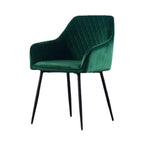 Emerald Diamond Cut Velvet Accent Armchair with Black Legs DECORMANTRA