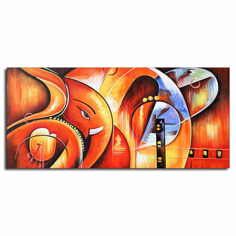 Lord Ganesha Abstract Art Beautiful Wall Painting - Decor Mantra 