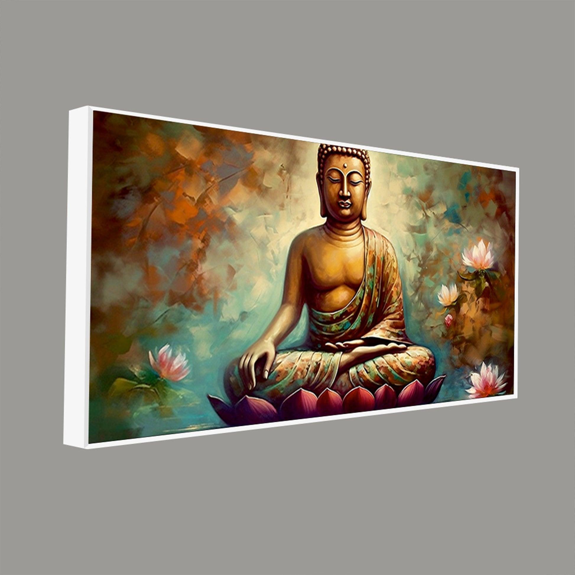 Meditating Gautam Buddha Statue Canvas Wall Painiting - Decor Mantra 