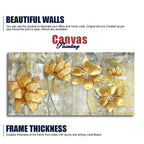 Golden Flowers Abstracts Art Canvas wall painting - Harshita Craft