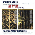Geometric and Leaf Pattern Acrylic Floating Wall Painting Set of 2 - Decor Mantra 