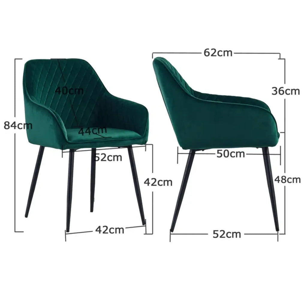 Emerald Diamond Cut Velvet Accent Armchair with Black Legs DECORMANTRA